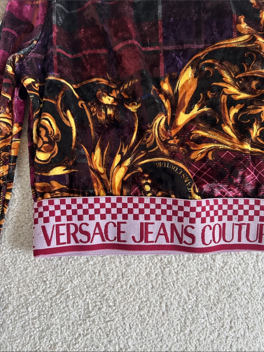 Versace Jeans Couture Purple Gold Baroque Plaid Top - Picture 2 of 4